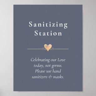 Moderne Hochzeitsherz-Sanierungsstation Navy Blue Poster
