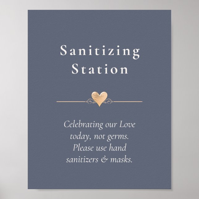 Moderne Hochzeitsherz-Sanierungsstation Navy Blue Poster (Vorne)