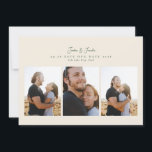 moderne Hochzeitskalligrafie mit 4 Fotos Save The Date<br><div class="desc">modern 4 Foto Skript kalligraphische Hochzeit Speichern Sie das Datum. Diese elegante Karte enthält eine Foto-Collage von 3 Fotos auf der Vorderseite und 1 auf der Rückseite mit benutzerdefiniertem Text und Hintergrund.collage</div>