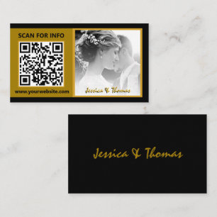 Moderne Hochzeitskarten, QR-Code, Foto, Schwarz Visitenkarte