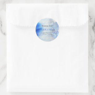 Moderne Hochzeitsklasse Wasserfarben Blauer Orchid Runder Aufkleber