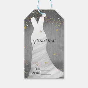 Moderne Hochzeitskleid-Konfetti-Herzen Brautparty Geschenkanhänger