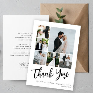 Moderne Hochzeitskollage für Fotos in Drehbüchern Dankeskarte