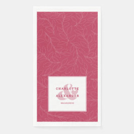 Moderne Hochzeitsmagenta Rote Braut & Groom Muster Serviette