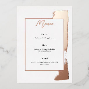 Moderne Hochzeitsmenükarte mit bemalter Folie Folieneinladung