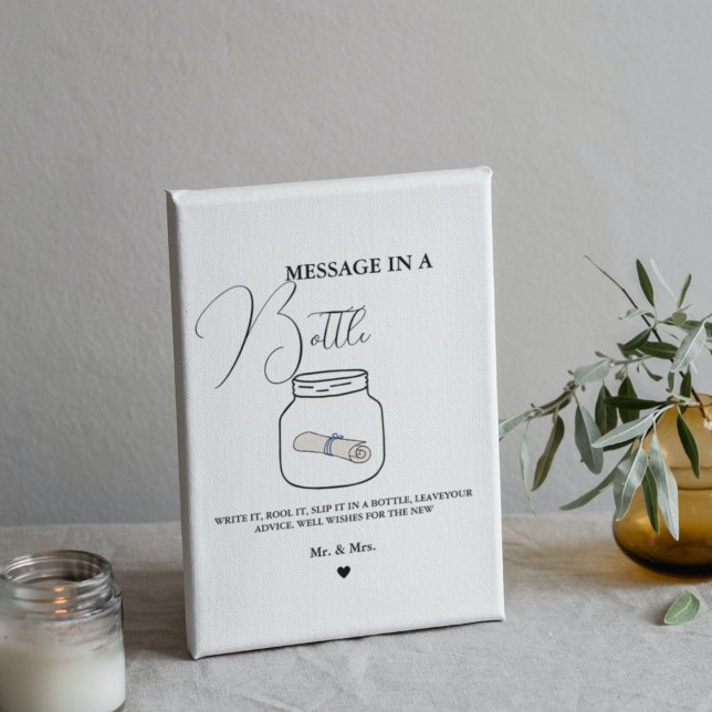 Moderne Hochzeitsnachricht in einem Flaschenbuchze Sockelschild (Von Creator hochgeladen)