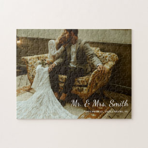 Moderne Hochzeitspaar-Foto Herr & Frau Frischvermä Puzzle