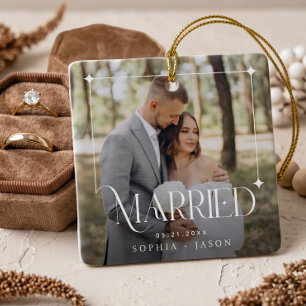Moderne Hochzeitspaar-Foto-Hochzeitsgeschenk-Anden Keramikornament