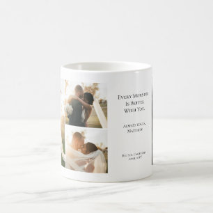 Moderne Hochzeitspaar-Jubiläum 4-Foto-Collage Kaffeetasse