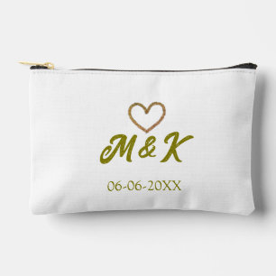 Moderne Hochzeitspaar-Name-Buchstabe Goldenes Herz Zubehörtasche