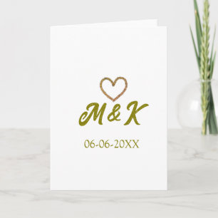 Moderne Hochzeitspaar-Name-Buchstabe mit goldenem Karte
