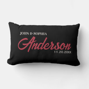 Moderne Hochzeitspaare Name Datum Elfenbeinfarben  Lendenkissen
