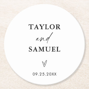 Moderne Hochzeitspapier-Untersetzer   Minimalistis Runder Pappuntersetzer