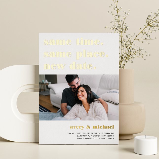 Moderne Hochzeitspause Foto Foil Card Folieneinladung (Von Creator hochgeladen)