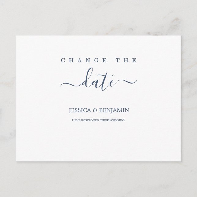 Moderne Hochzeitspause verändern das Datum Postkarte (Vorderseite)