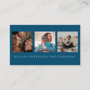 Moderne Hochzeitsphotographie-Ozeanblautypographie Visitenkarte