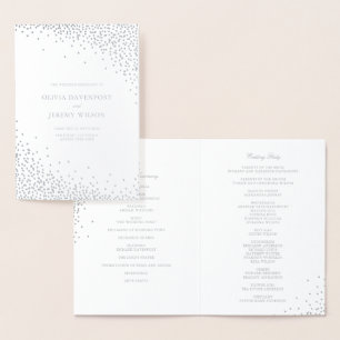 Moderne Hochzeitsprogramme für Silver Foil Confett Folienkarte