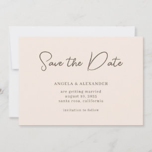 Moderne Hochzeitsschrift Beige Brown Save The Date