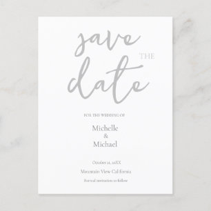 Moderne Hochzeitsschrift Save the Date Postkarte