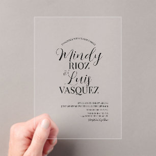 Moderne Hochzeitsschrift Schwarz Acryleinladungen