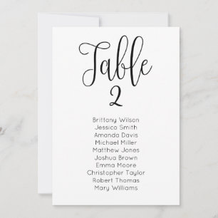 Moderne Hochzeitssitzkarte. Klassischer Tabellenpl Einladung