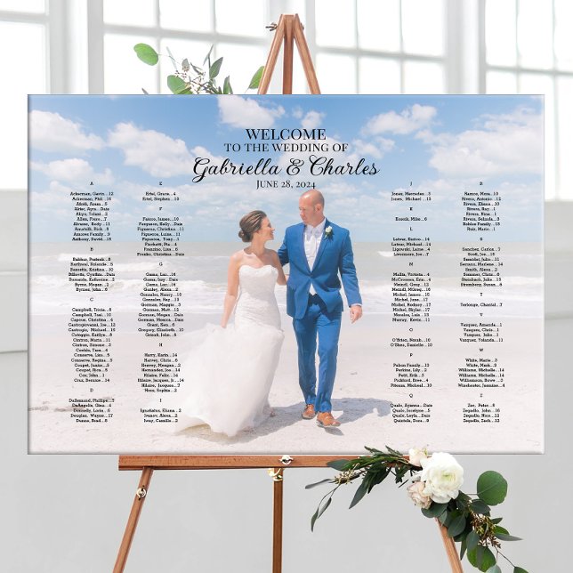 Moderne Hochzeitssitzkarte mit Foto, elegant Leinwanddruck (Von Creator hochgeladen)