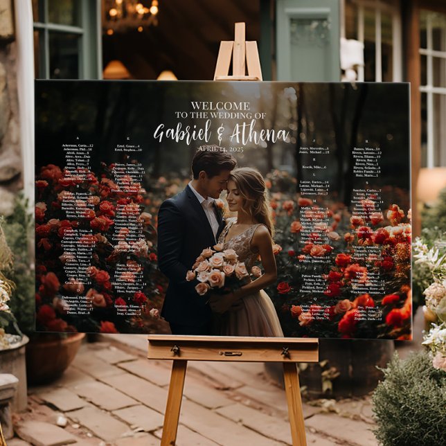 Moderne Hochzeitssitzkarte mit Foto Leinwanddruck (Von Creator hochgeladen)