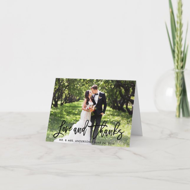 Moderne Hochzeitsskripte Liebe und Dankeschön Hinw Karte (Vorderseite)