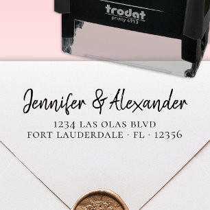 Moderne Hochzeitsskripte Rücksendeadresse Calligra Permastempel