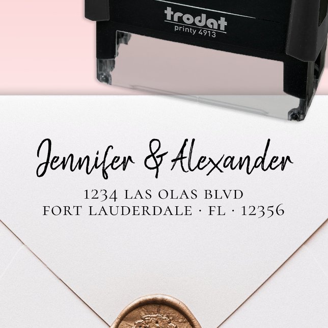 Moderne Hochzeitsskripte Rücksendeadresse Calligra Permastempel (Von Creator hochgeladen)