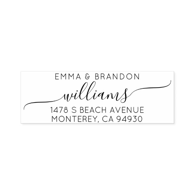 Moderne Hochzeitsskriptfamilie Name & Rücksendeadr Permastempel (Design)