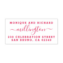 Moderne Hochzeitsskriptfamilie Name & Rücksendeadr Permastempel