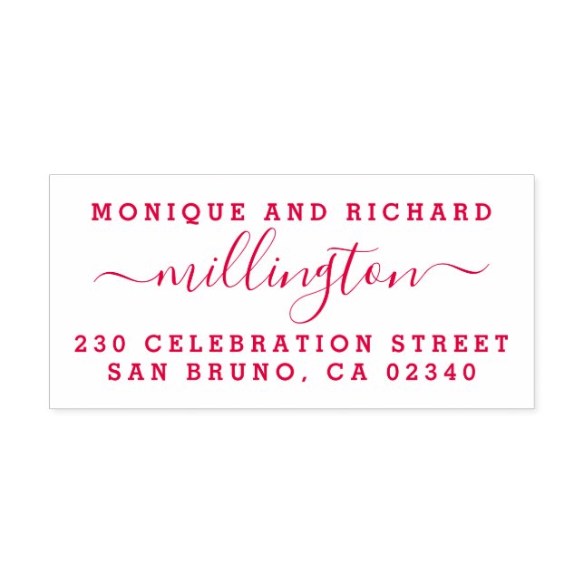 Moderne Hochzeitsskriptfamilie Name & Rücksendeadr Permastempel (Design)