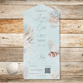 Moderne Hochzeitsstiftung des Aqua Ocean Muscheln All In One Einladung