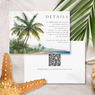 Moderne Hochzeitsstiftung mit Palm Beach QR Code Begleitkarte