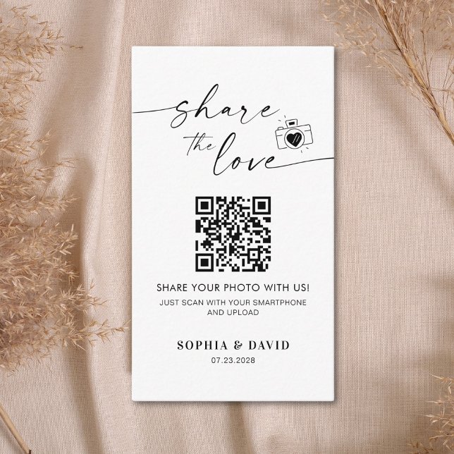 Moderne Hochzeitsstipps teilen die Liebe QR-Code Begleitkarte (Von Creator hochgeladen)