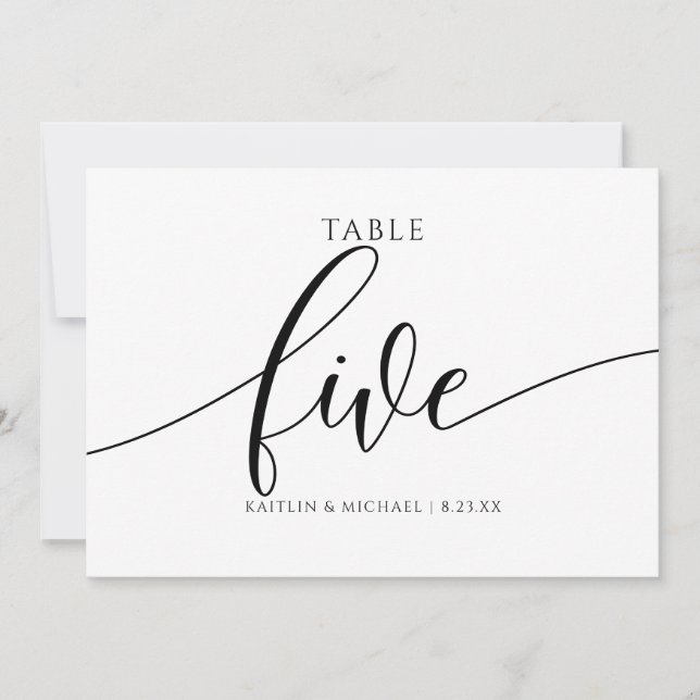 Moderne Hochzeitsstipps - Tischnummer Kalligrafie  (Vorderseite)