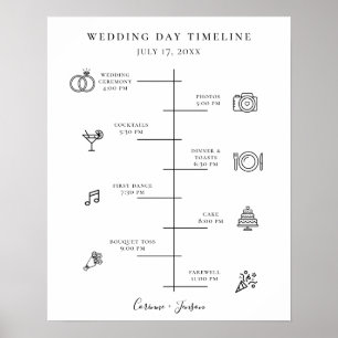 Moderne Hochzeitssymbole Zeitleiste Programm Poste Poster