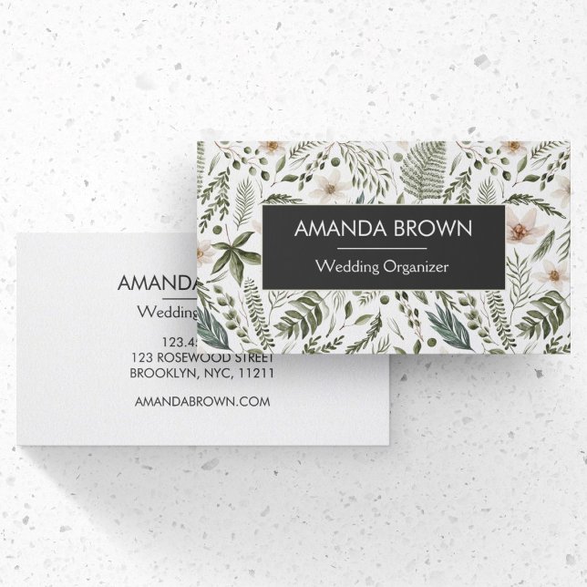 Moderne Hochzeitsszene Wasserfarben-Muster Visitenkarte (Front and Back Side)
