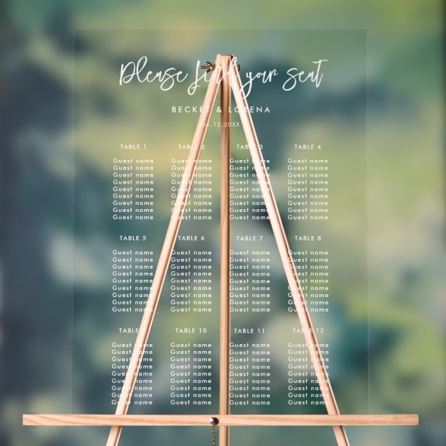 Moderne Hochzeitstabelle Acrylschild (Neutral)