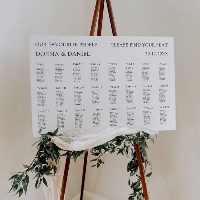Moderne Hochzeitstabelle Poster (Modern Wedding Seating Chart Template)