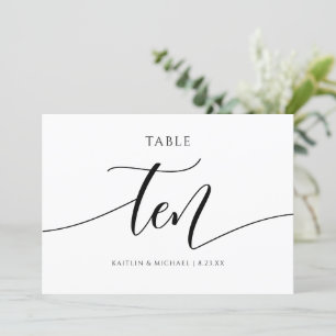 Moderne Hochzeitstisch-Nummern Kalligrafie - 10 Einladung