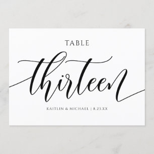 Moderne Hochzeitstisch-Nummern Kalligrafie - 13 Einladung