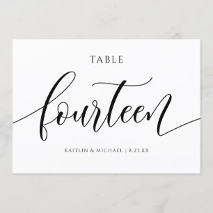 Moderne Hochzeitstisch-Nummern Kalligrafie - 14 Einladung