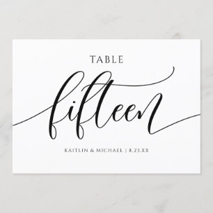 Moderne Hochzeitstisch-Nummern Kalligrafie - 15 Einladung