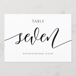 Moderne Hochzeitstisch-Nummern Kalligrafie - 7 Einladung