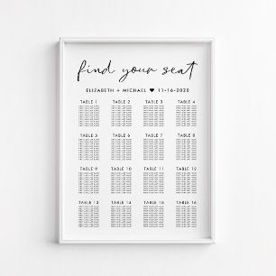 Moderne Hochzeitstisch-Planung für 16 Tische Poster