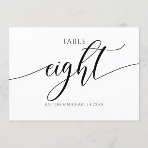 Moderne Hochzeitstisch Zahlen Kalligrafie - 8 Einladung