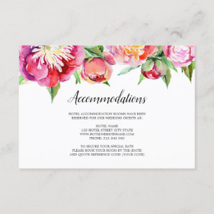 Moderne Hochzeitsunterkünfte mit Blumenkorallen Begleitkarte