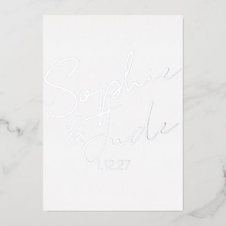 Moderne Hochzeitsvorlage Silber Folieneinladung